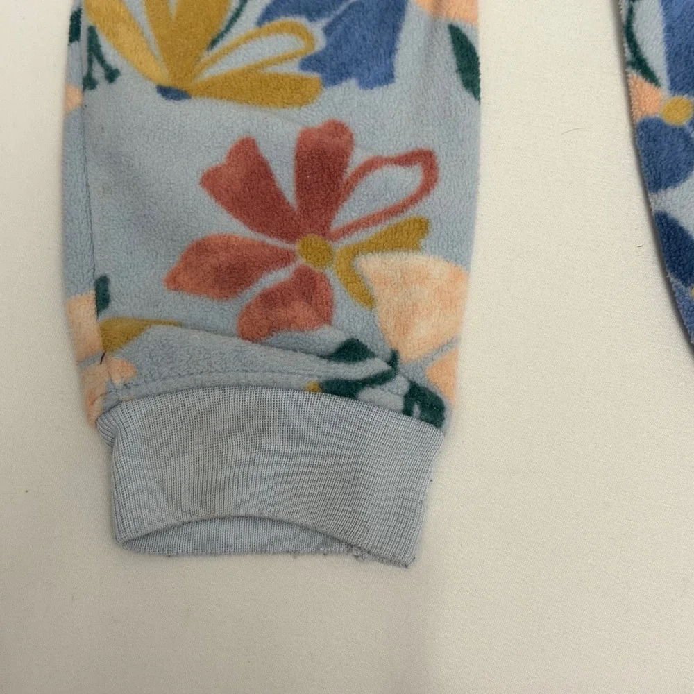 Carters 18M Baby Girl Floral Fleece Hooded Jumpsuit Blue Orange Zip Up Cozy Warm